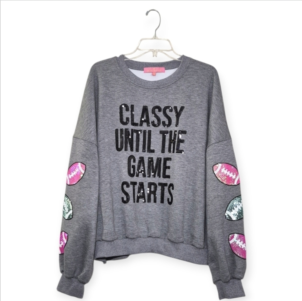 SIMPLY SOUTHERN Classy Until The Game Starts Sequin Football Sweater XXL - Picture 3 of 10